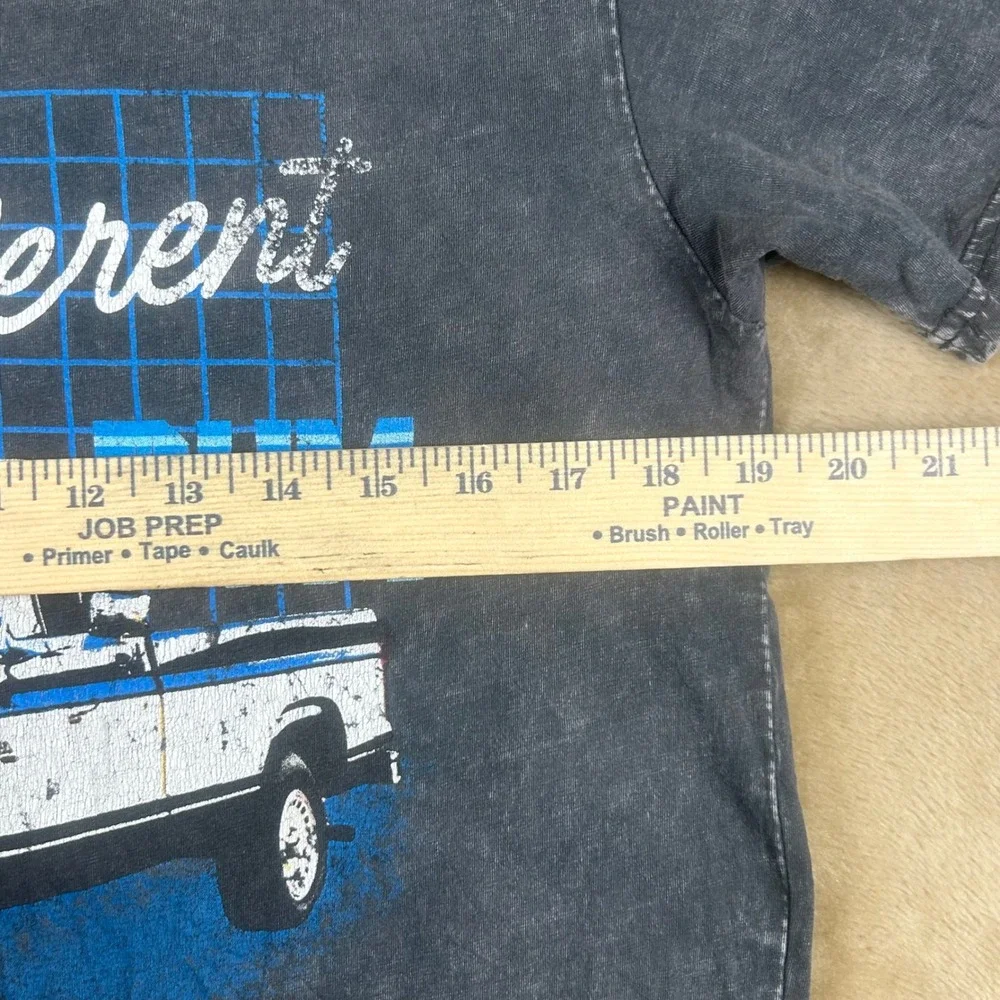 Rum Mens Built Different Truck Graphic T Shirt Acid Wash Charcoal Gray Small‎